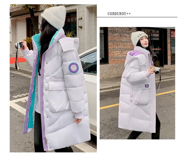 Oversized Winter Hooded Parker Women Down Jacket 2026 New Thicken Cotton Padded Coat Fashion Long Overcoat Female Warm Parkas