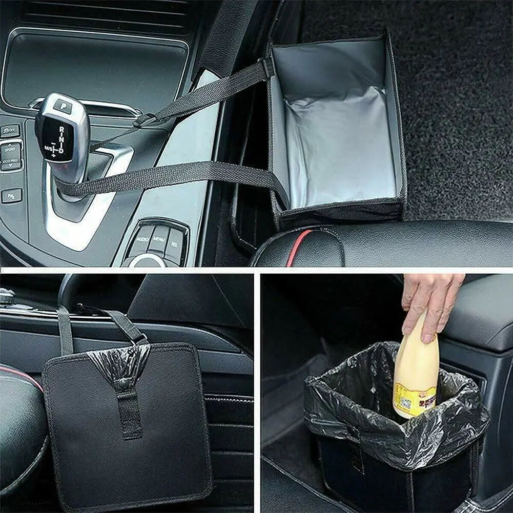 Portable Car Trash Can Waterproof Hanging Garbage Basket Back Seat Storage Box Vehicles Interior Supplies