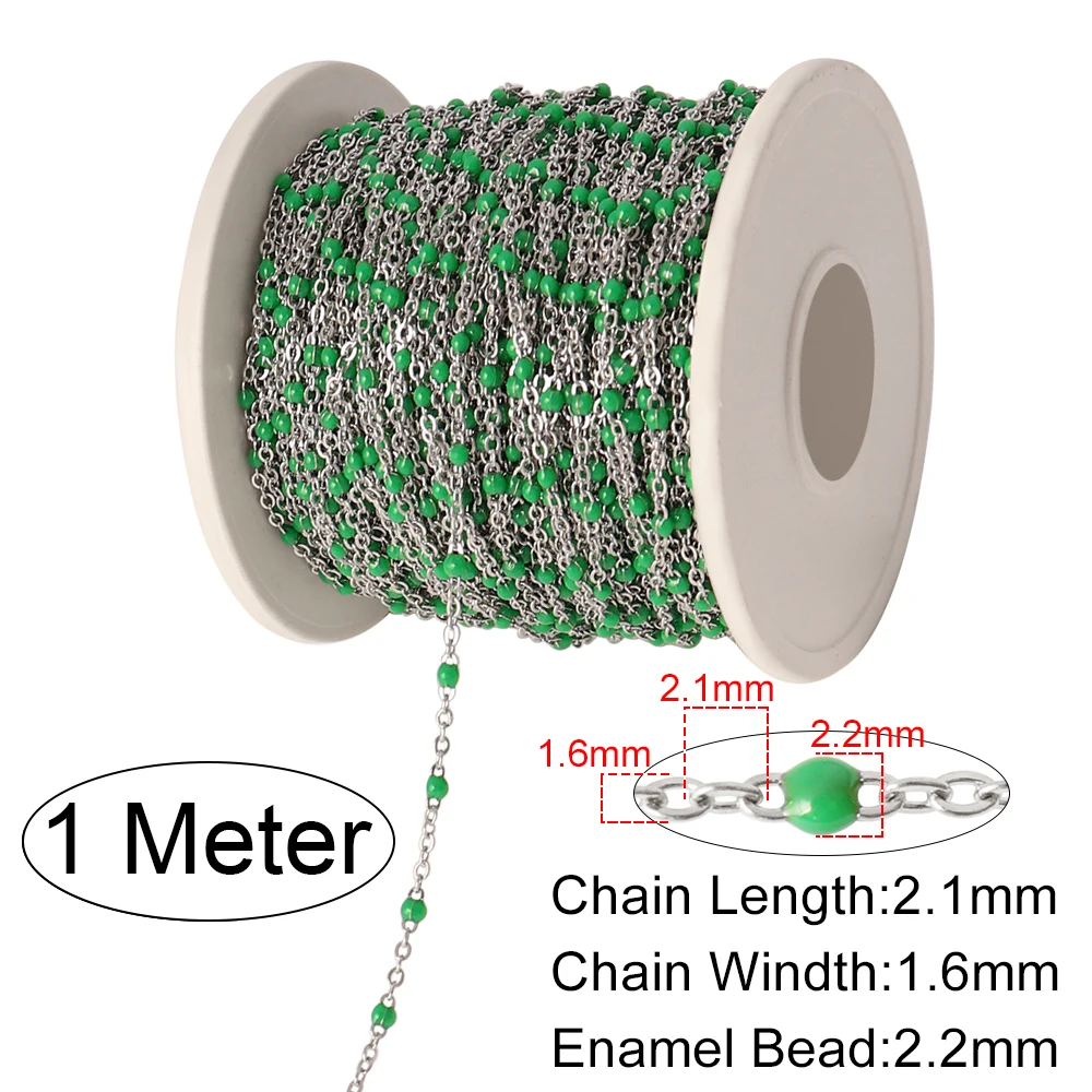 1 Meter Multi-Color Stainless Steel Enamel Flat Link Cable Chains