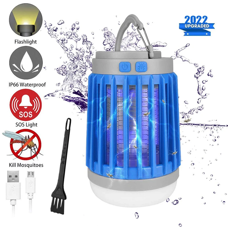 Portable Mosquito Fly Killer Camp Lamp IP67 Waterproof LED Tent Light Mosquito Trap Lamp Bug Zapper Outdoor Camping Lantern