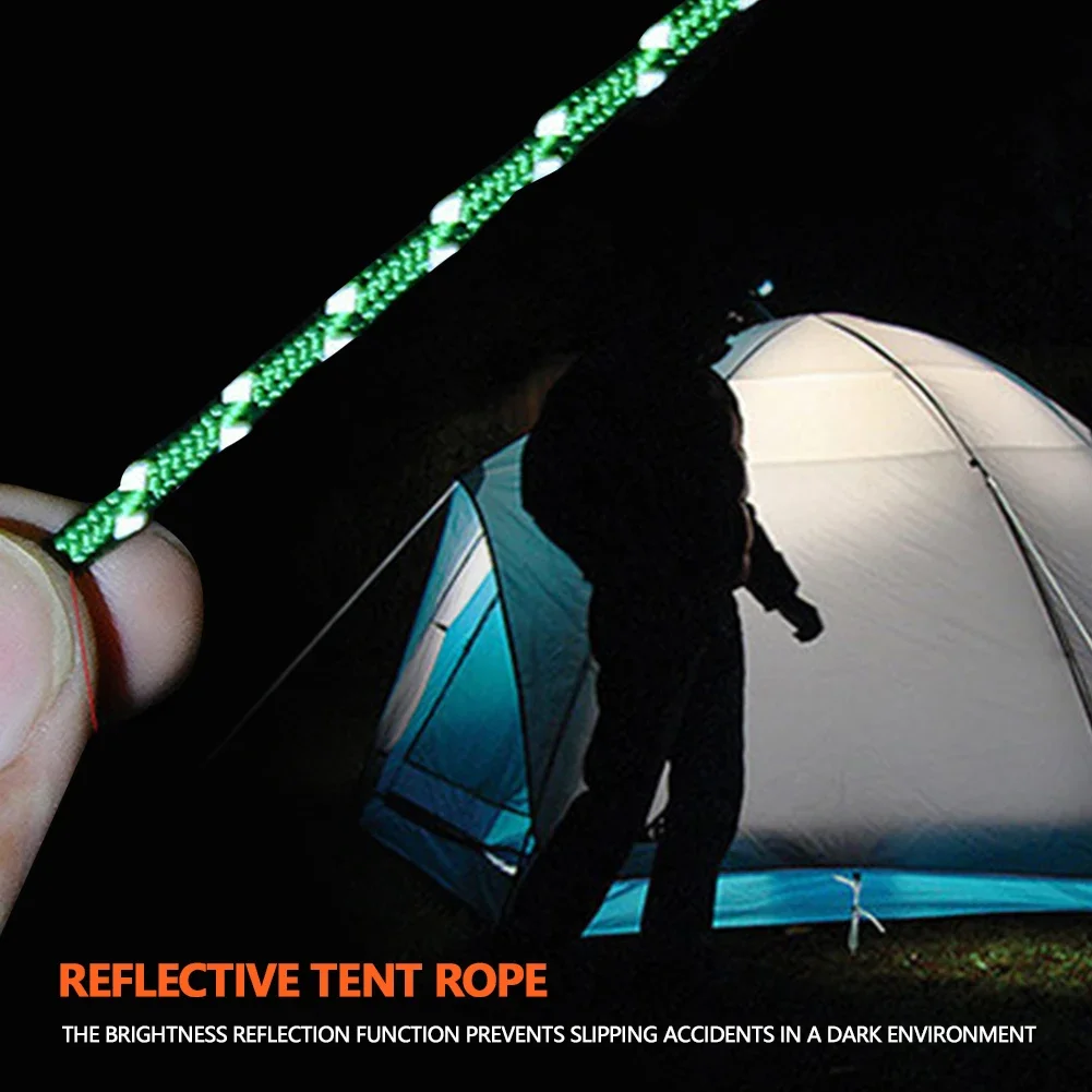4m 4MM Reflective Guyline Tent Rope Multifunction Runners Guy Line Cord Paracord Outdoor Sports Camping Hiking Tent Accessories outdoor tent ropes camping tent accessories