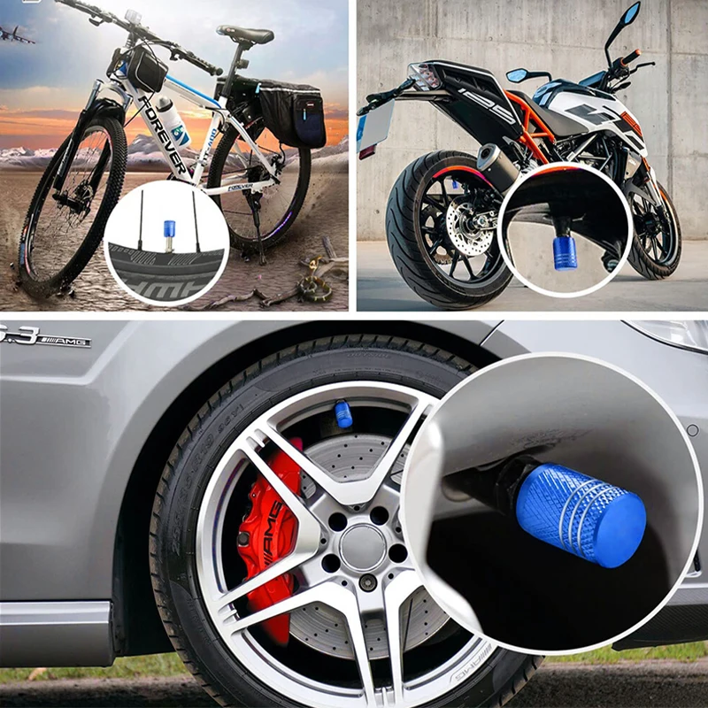 Tire Valve Caps 4pcs Universal Car Wheel Tire Valve Stem Caps Dust Covers Aluminum Tire Wheel Stem Air Valve Cap Car Accessories