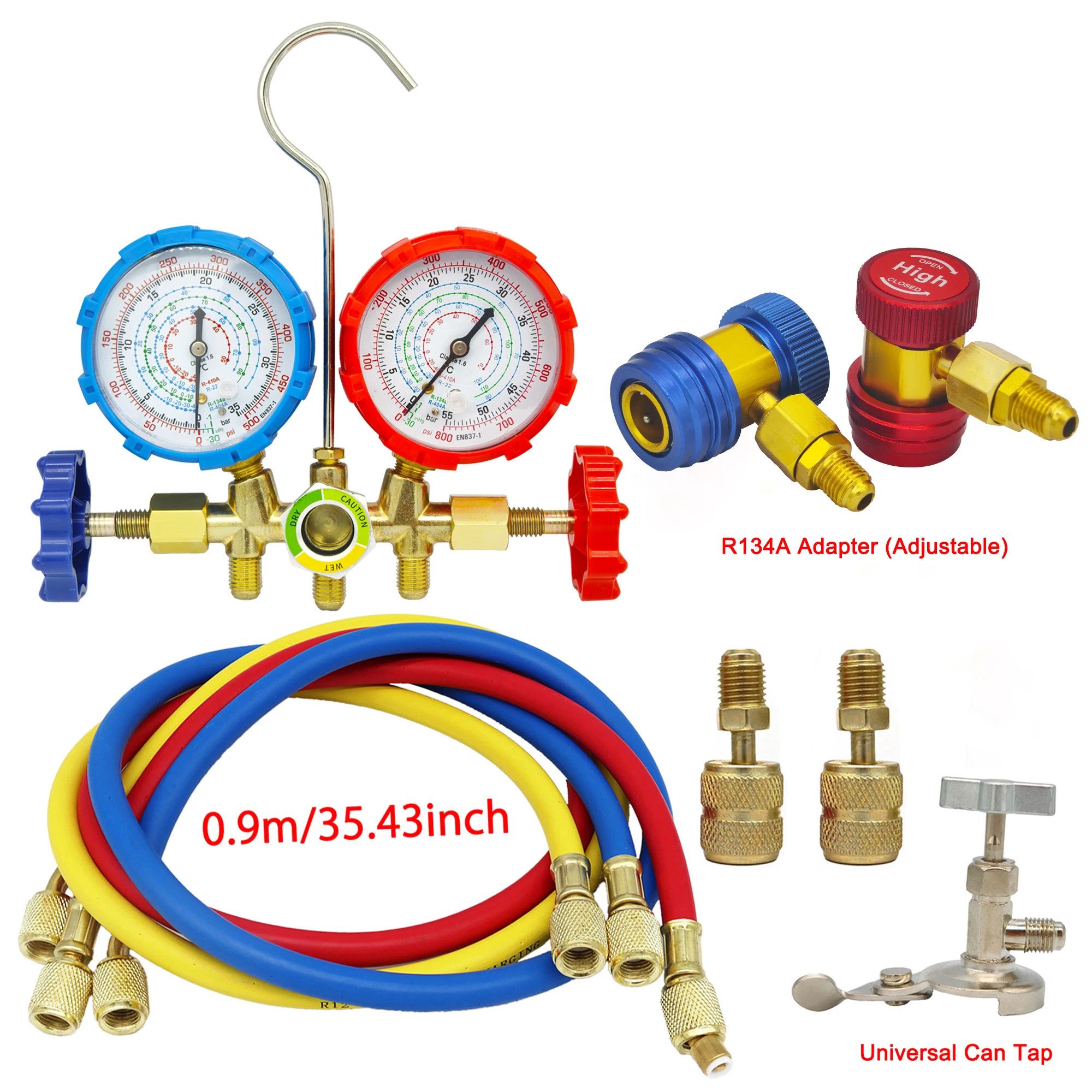 Professional HVAC Manifold Gauge Set with Adjustable Couplers and Charging Service Accessories