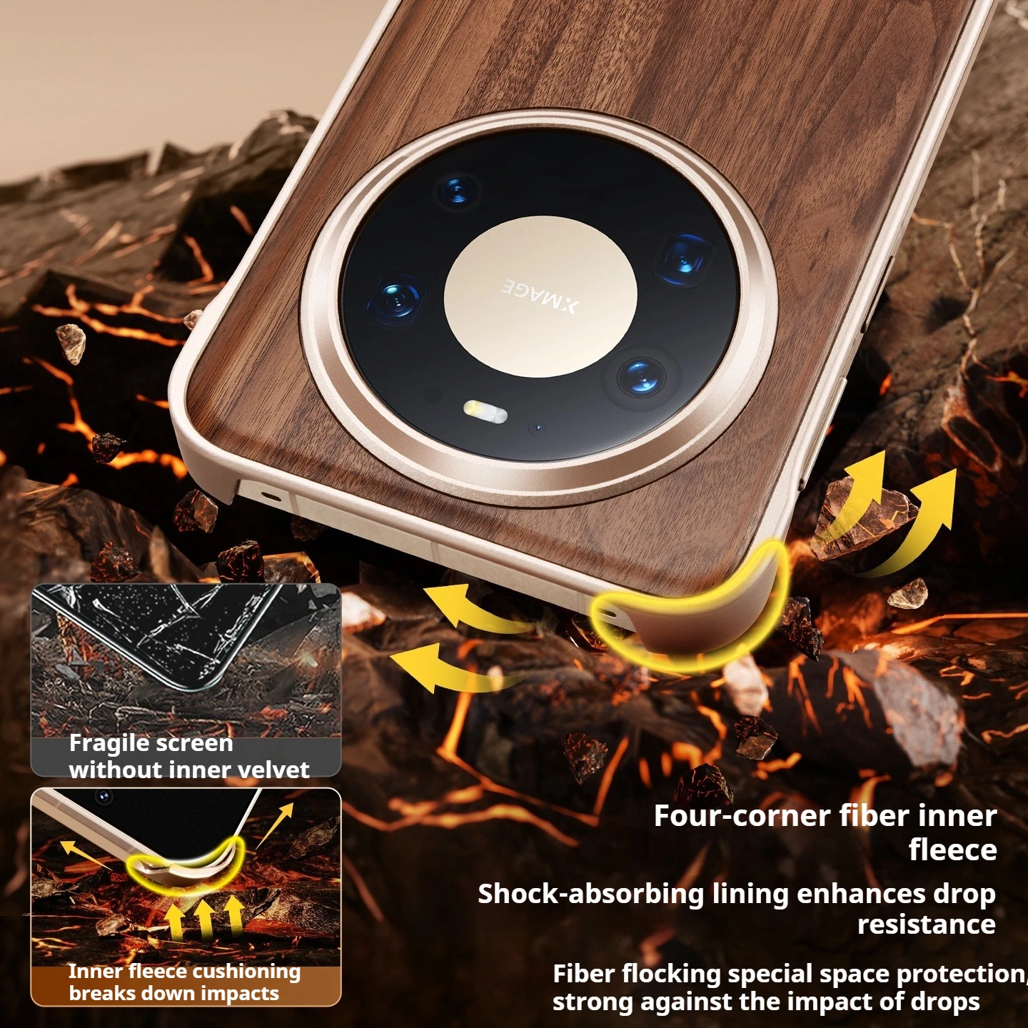 Eary Solid Wood Shockproof Phone Case - Frameless & Anti-Drop Protection Cover