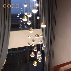 Modern Creative Art Personality Dome Light Stair Light Nordic Single Family Villa Stair Long Chandelier Attic Can Be Customized