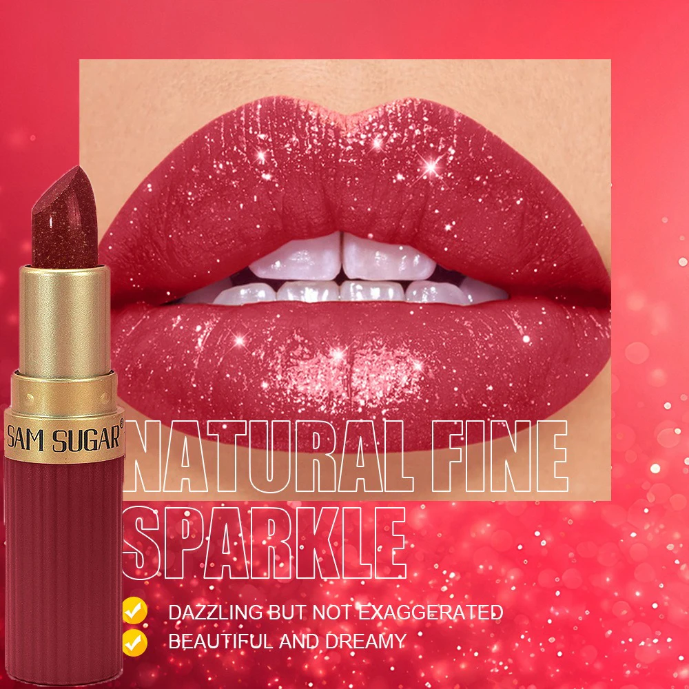 Pearlescent Pink Glitter Velvet Lipstick Metallic Waterproof Long Lasting Matte Shimmer Diamond Lipstick Women Makeup Cosmetic Best Sellers In Beauty & Health