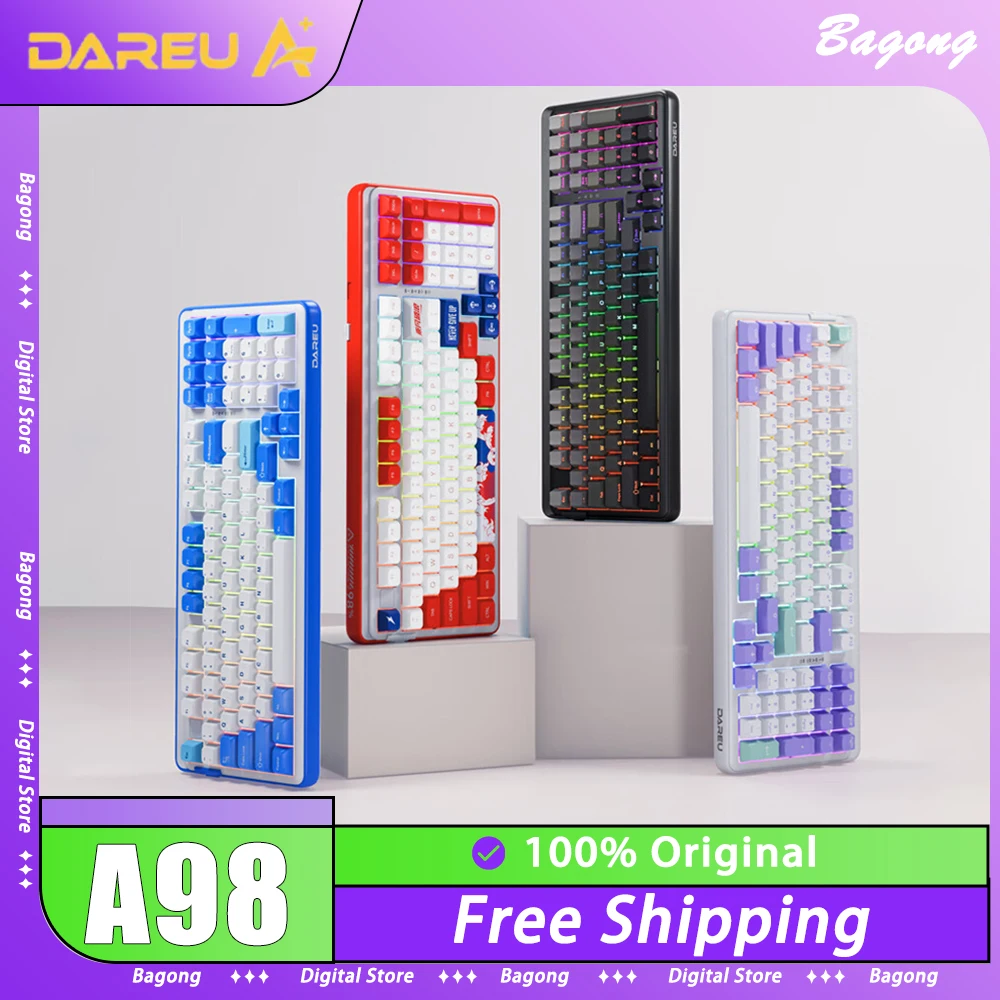 

Dareu A98 Mechanical Keyboard Three Mode RGB Backlit Wireless E-sports Gaming Keyboard Gasket Hotswap PC Gamer Accessory Office