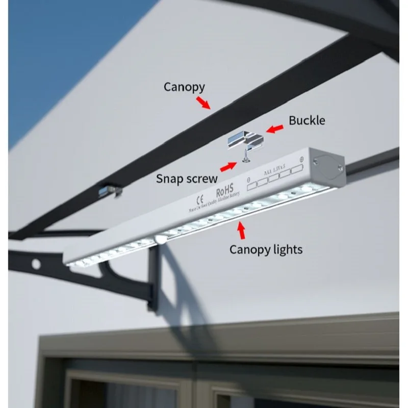500mm AAA battery LED carport light ra inshed lamp canopy platform awning waterproof goods shelves cabinet closet with sensor