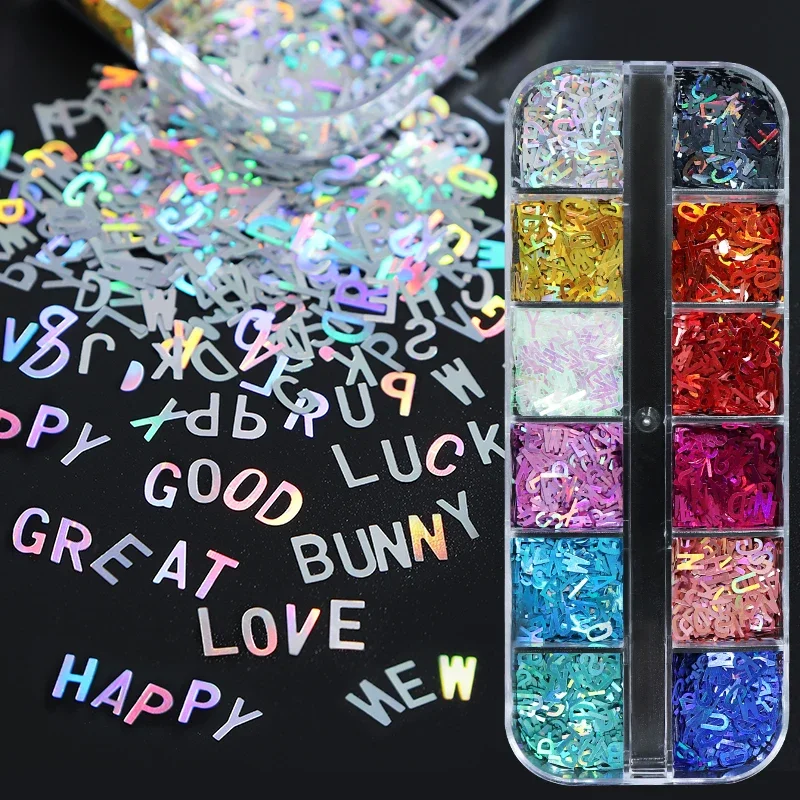 Holographic Letters Resin Sequins Fillers Epoxy Resin Filling Crafts Materials Iridescent Glitter Flakes Jewelry Making Supplies