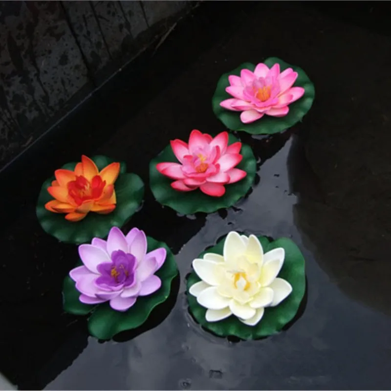 

5Pcs 10cm Artificial EVA Lotus Flower Soft Foam Lotus Flowers Water Lily Floating Pool Fake Plants Home Decor