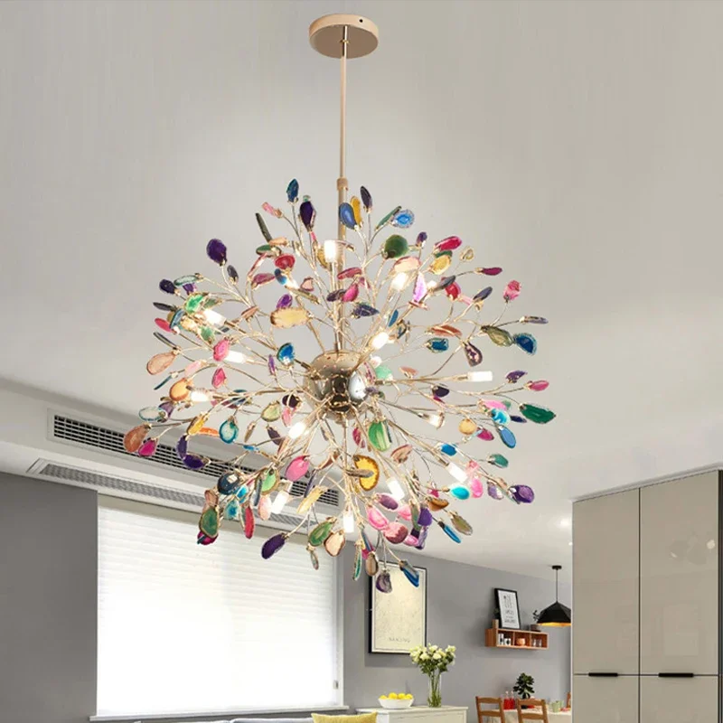 

Nordic Fashion Living Room Chandelier Lighting Creative Dinging Room Bedroom Agate Chandelier Clothing Store Led Hanging Light