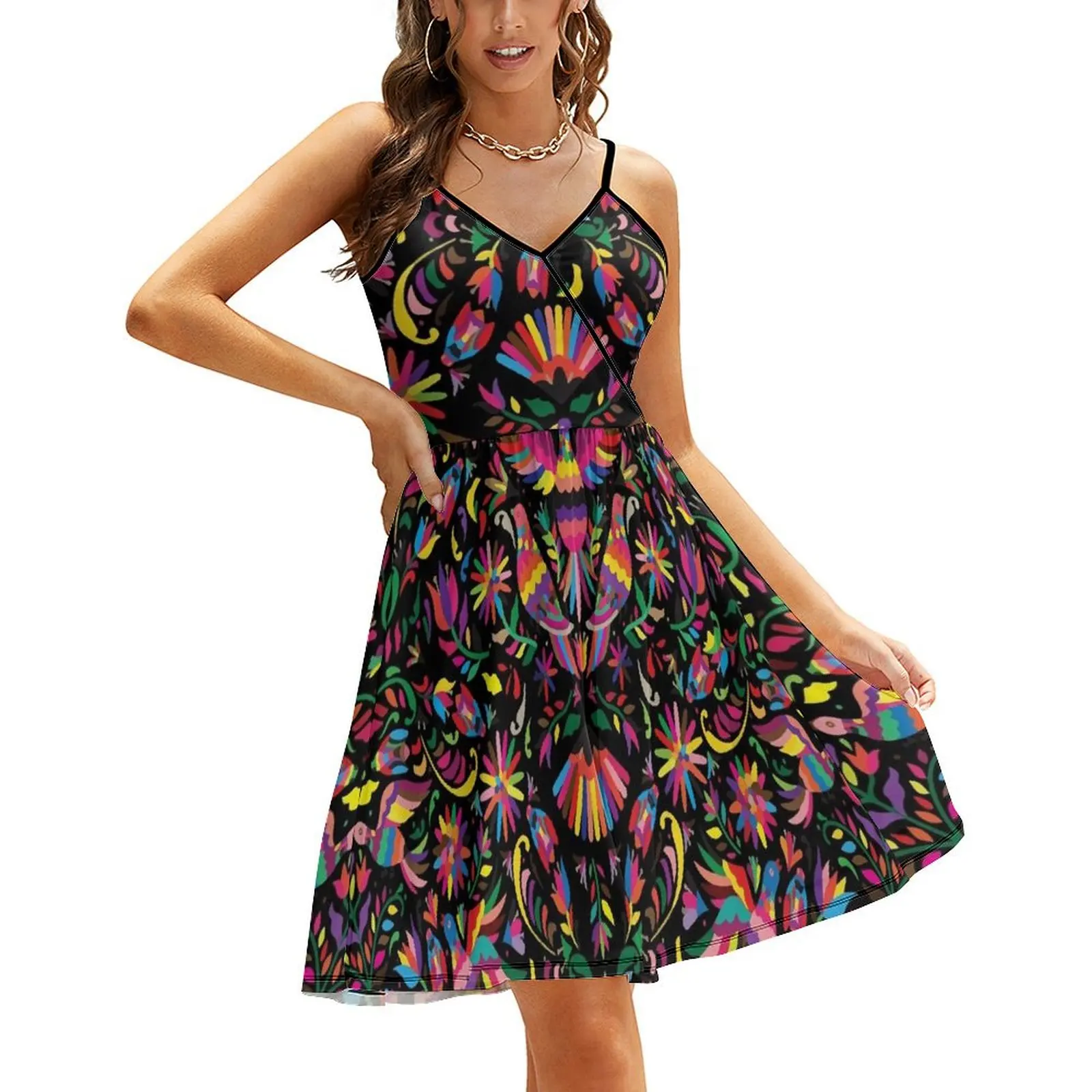 

Мексиканское платье Otomi на бретельках, летний женский костюм, вечерние платья, женские платья в Корейском стиле