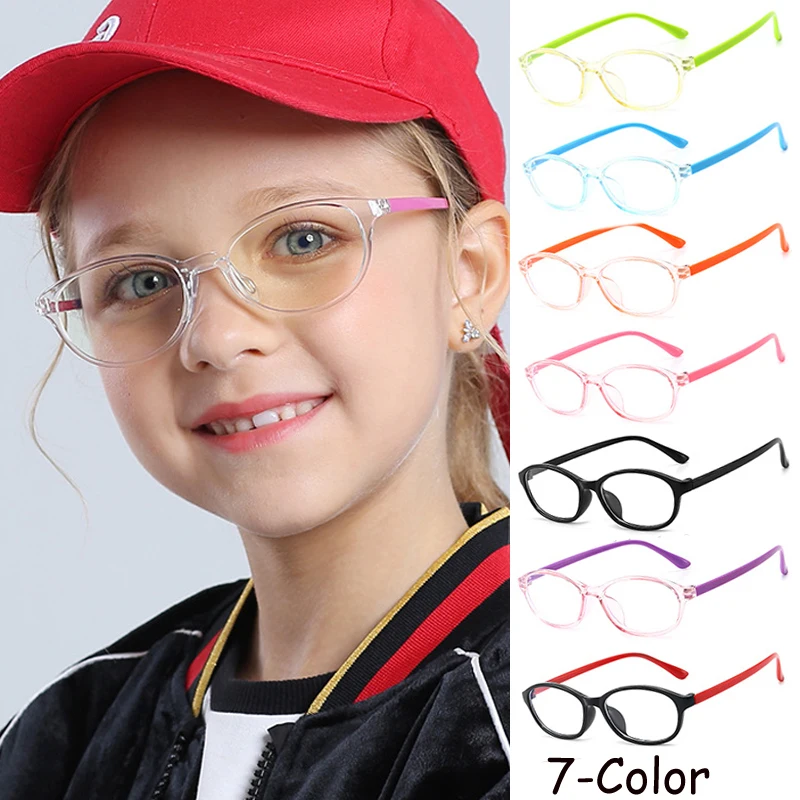 Anti Blue Light Glasses Blue Light Blocking Glasses for Kids Computer Glasses Silicone Frame Clear Lens Girl Boy Video Gaming Children Safety Eyewear