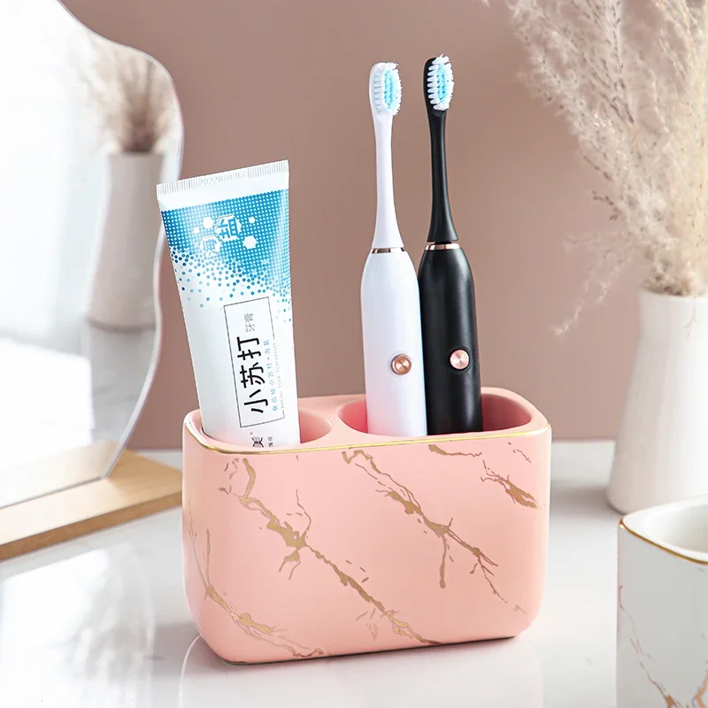 toothbrush holder toothpaste dispenser Light Luxury Electric Toothbrush Rack Bathroom Toothpaste Toothbrush Makeup Brush Comb Storage Box Pen Holder Bathroom Supplies