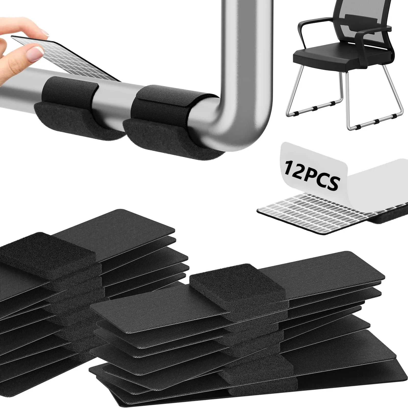 Wrap-Around Felt Chair Leg Floor Protectors - Furniture Pads (Set of 6/12)