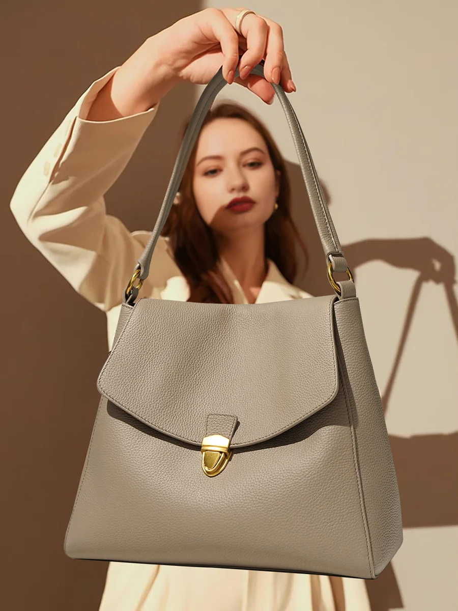 100% Genuine Leather Women Shoulder Crossbody Bag new Tote bag luxury designer  large bag single underarm women's bagOffcie Ladi