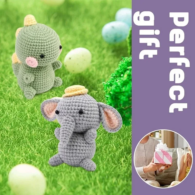 KRABALL Crochet Animal Kit for Beginners With Video Tutorial Cotton Knitting Yarn Thread Needles Hooks Knit Tool Set Accessories