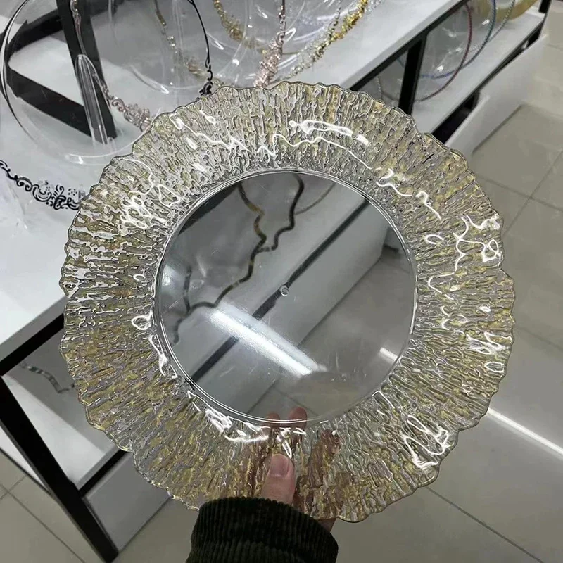13inch Clear Service Trays Home Dinner Charger Hotel Wedding Banquet Decorative Plates Cushion Plate Table Decor 100PCS 4