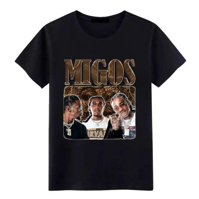 

Migos T-shirt Hip Hop Rapper Graphic Printed Tshirt Vintage 90s T-Shirt Summer Short Sleeves Women Casual Streetwear Tees Tops