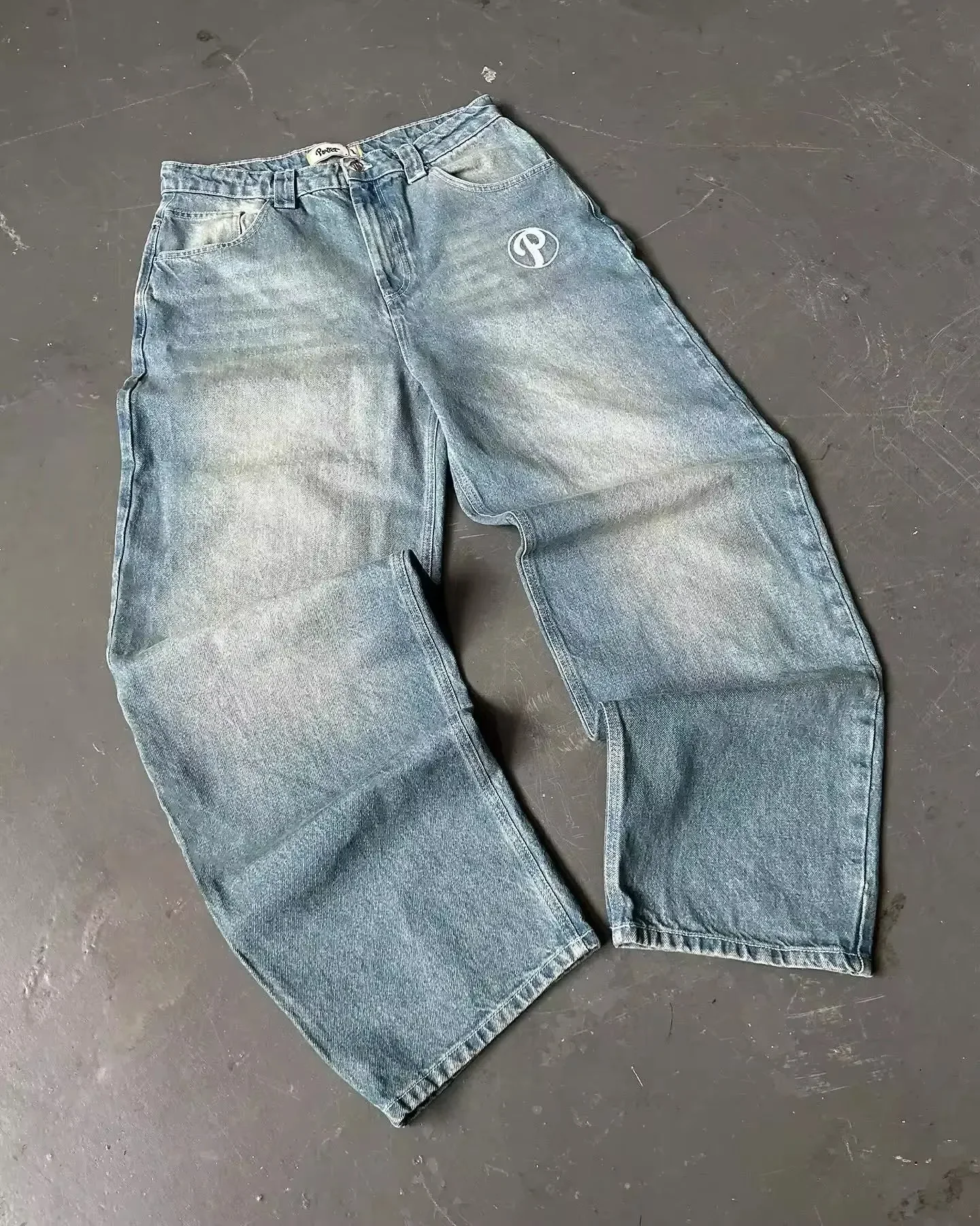 パンツ 2000s vintage archive chain baggy denim Y2K Baggy Jeans for Women Men Vintage Star Patchwork Graphic