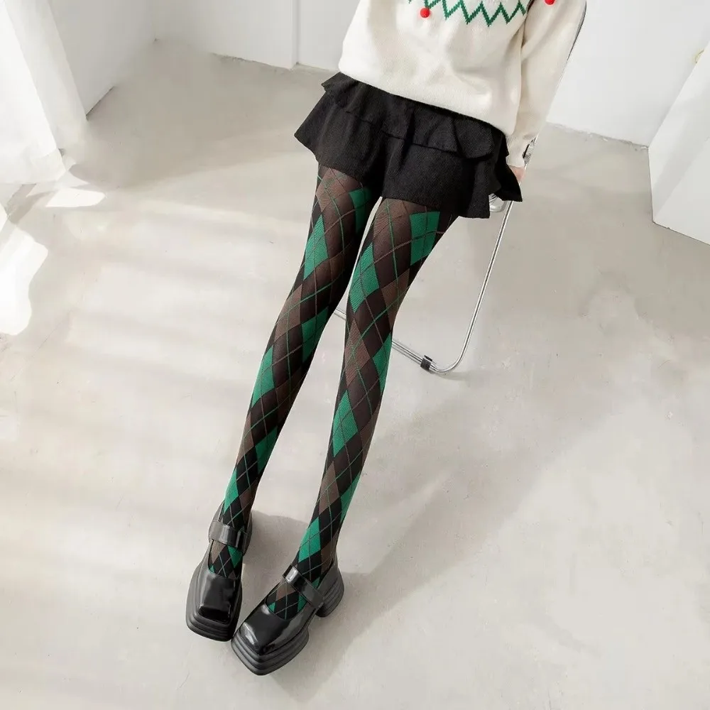 New Retro Plaid Tights Pantyhose Lingerie JK Japanese Style Thigh High Stockings Sexy Soft High Pantyhose Women