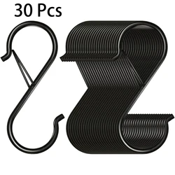Durable Black S Hooks with Secure Safety Buckle (30 Pieces)