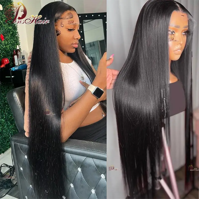 

Transparent 13x4 Lace Front Human Hair Wigs Pre Plucked Natural Color Straight Lace Frontal Wig Bone Straight Remy Human Hair