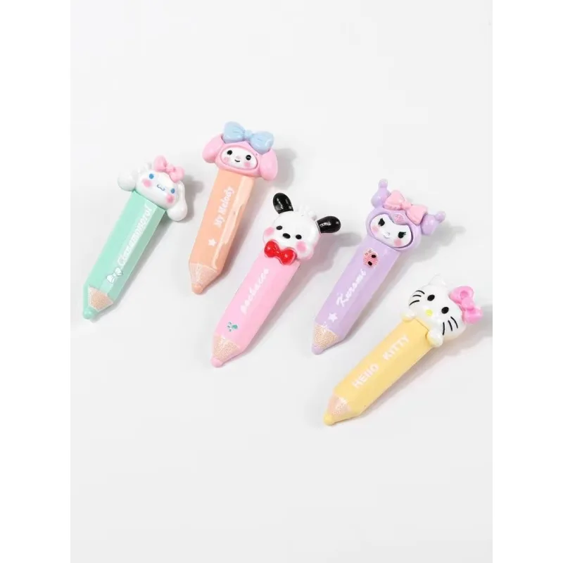 

Sanrio Hello Kitty Pencil Shape Barrettes Cartoon Anime Figures Kuromi Barrette Anime Merchandise Decoration Girl Birthday Gifts