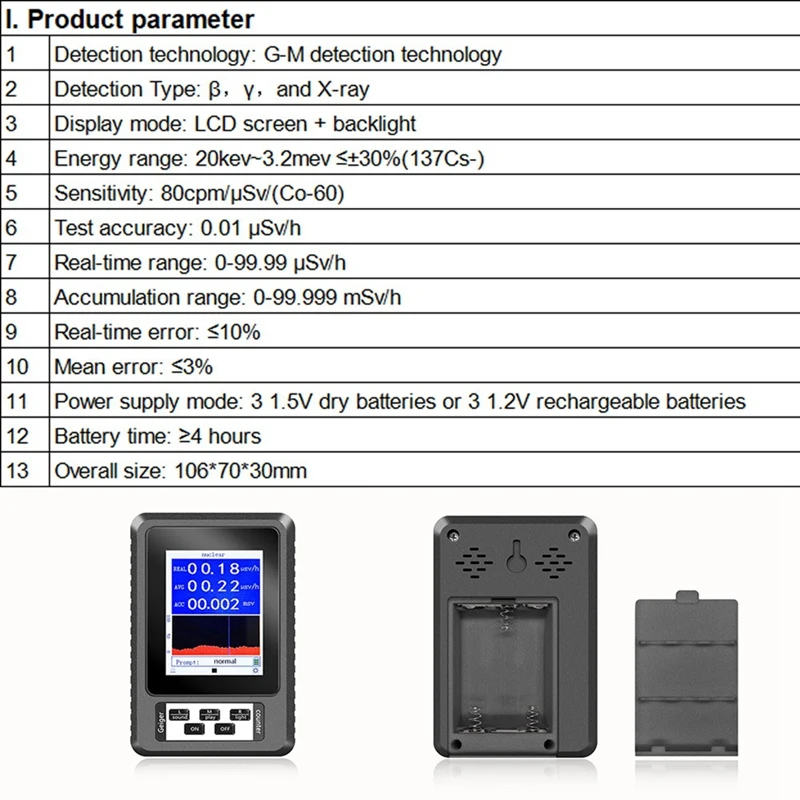 Geiger Counter Nuclear Radiation Detector Β Y X-Ray Detector Real-Time Mean Cumulative Dose Modes Radioactive Tester