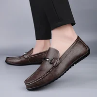 Genuine Leather Mens Slip on Shoes New Arrival Mens Loafers Handmade Male Comfortable Driving Footwear High Quality Men's Shoes 2