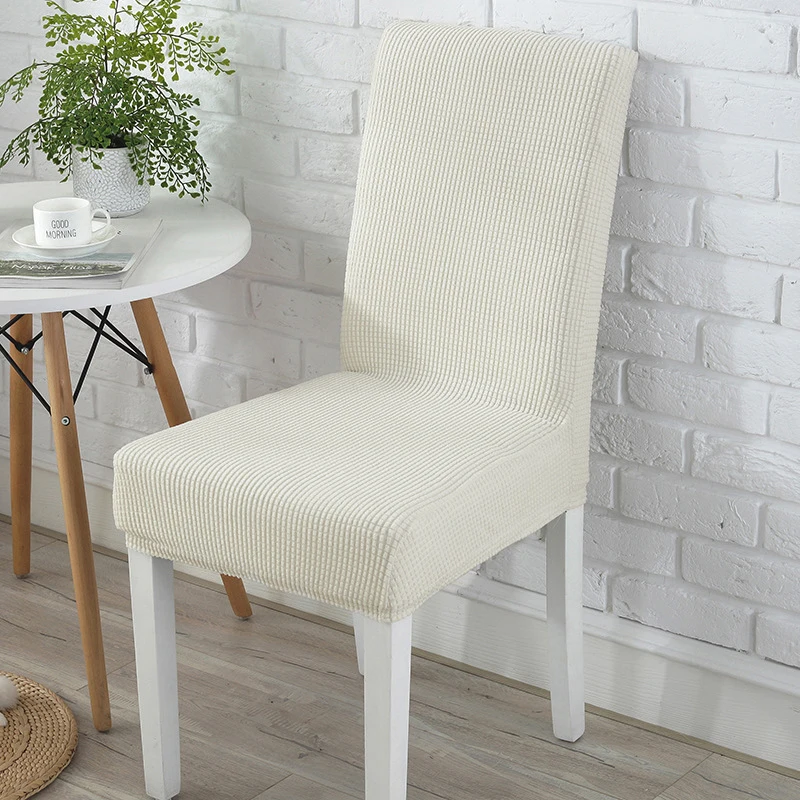 Description Picture 3 of itemStretch Dining Chair Covers Feature Textured Checked Jacquard Fabric Ventilate Chair Slipcover Thick Chair Protectors For Home
