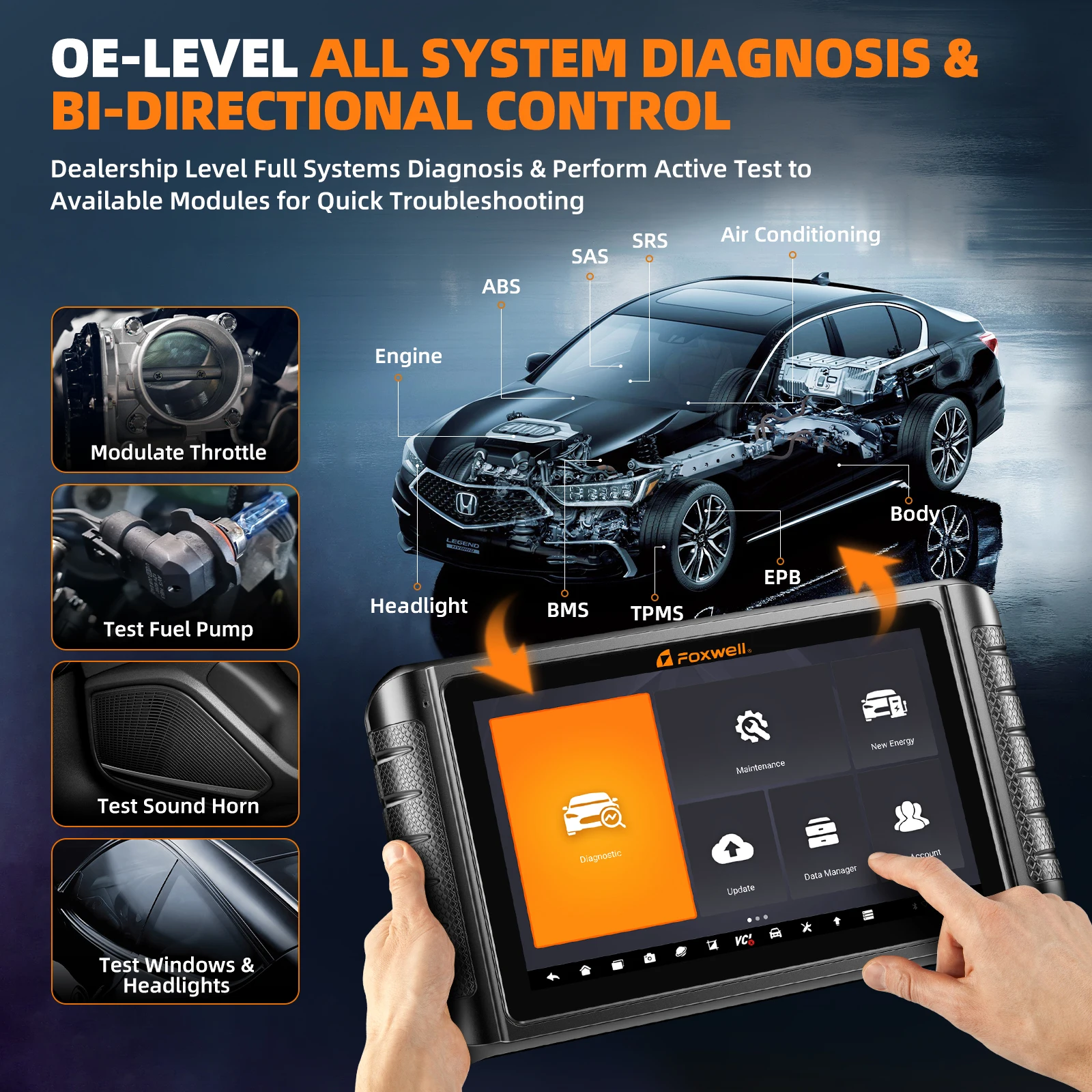 2025 FOXWELL NT1009 OBD2 Bluetooth Car Scanner All System A/F Adjust 35 Reset Active Test ECU Coding OBD 2 Auto Diagnostic Tools 4