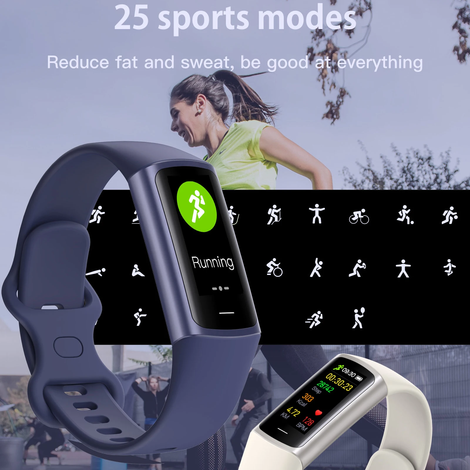 Sport Fitness Tracker for Man Women Band Waterproof Connected