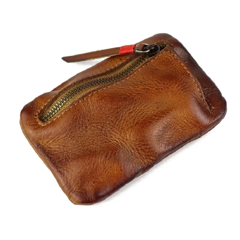 Men's Coin Purse Vintage Mini Wallet Leather Card Wallet Change Bag