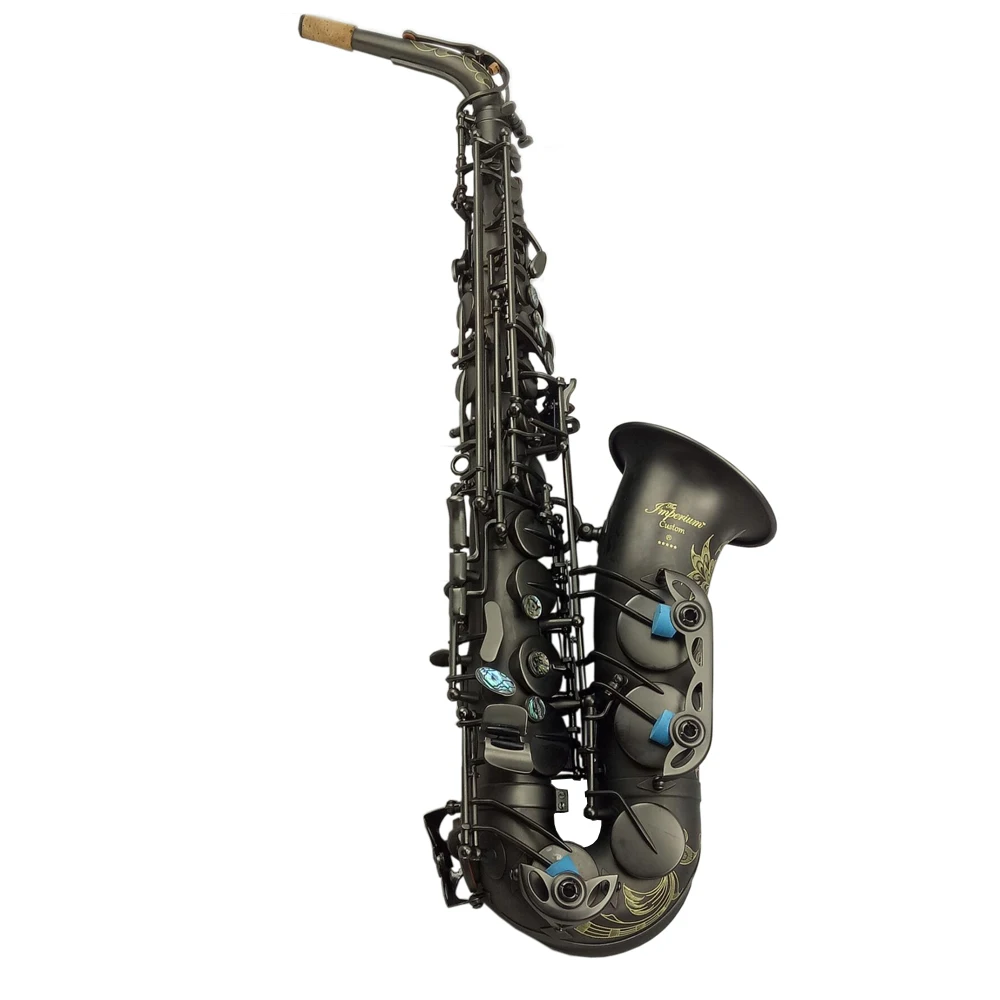 Eastern Music Professional matte black nickel plated Alto Saxophone with flower