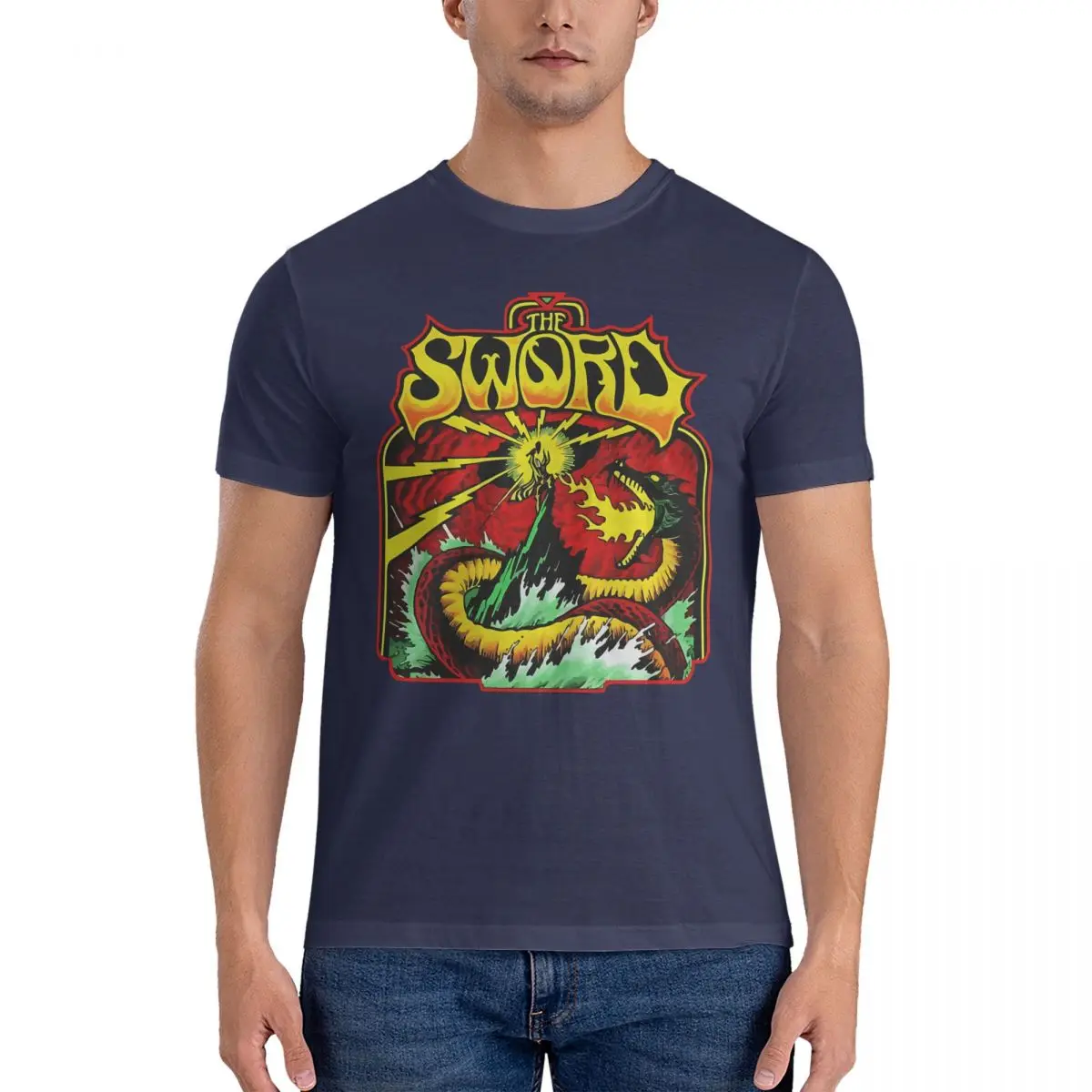 thumbnail image 1 of Camiseta de regalo especial para hombre, The Sword Band, de algodón puro, divertida, de manga corta y cuello redondo, de verano., 1 of 7