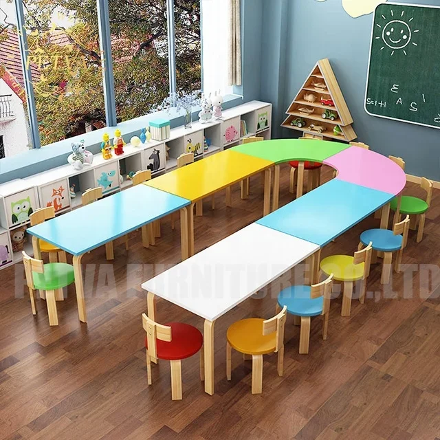 Beautiful kids reading learning table and chair kindergarten kids party tables