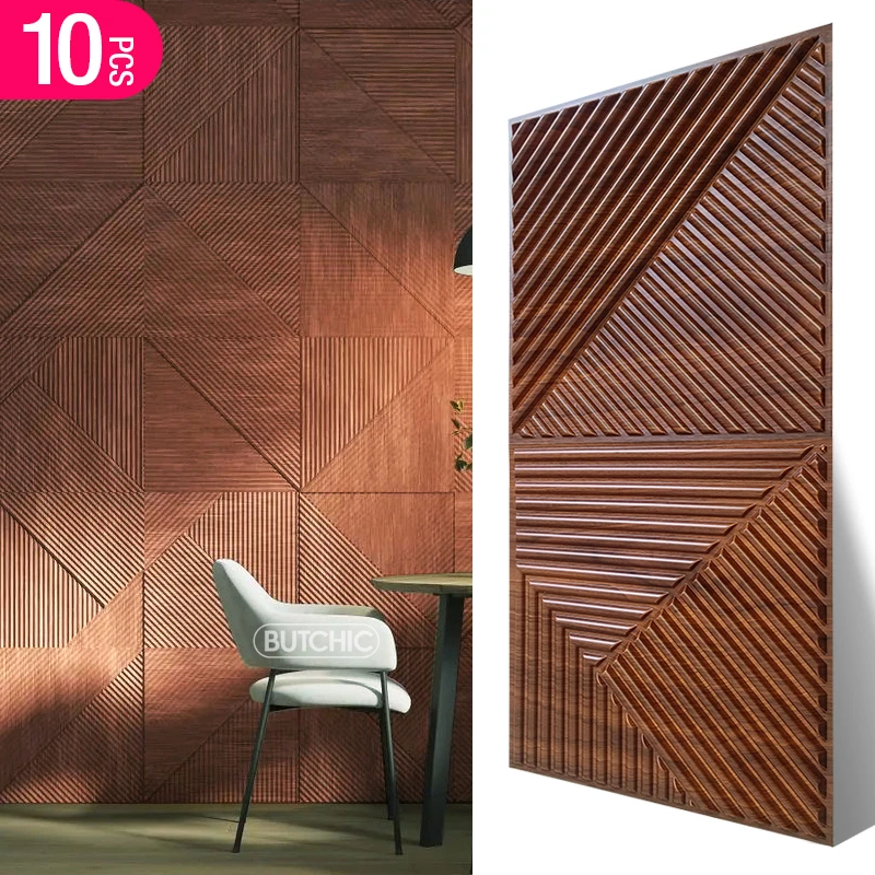 แผ่นผนัง 3 มิติ สีทองแชมเปญ ขนาด 30x30 ซม. 10 ชิ้น แผ่นติดผนัง 3 มิติ สีทองเงา สำหรับตกแต่งงานแต่งงาน ฉากหลังงานปาร์ตี้ ลายไม้ 1