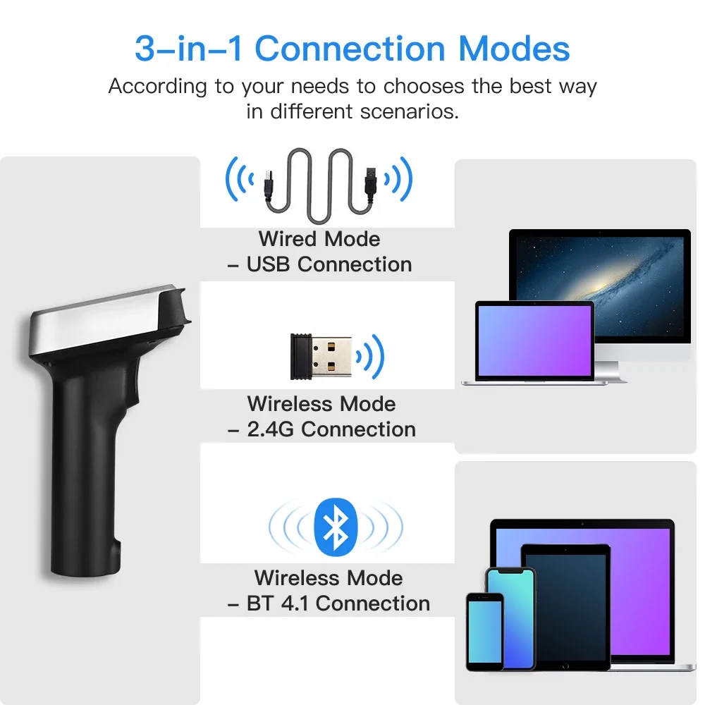 Eyoyo EY-1900 1D CCD Bluetooth Barcode Scanner LCD Screen Show Product Name And Price Support Time Prefix Suffix Scanning barcode scanner