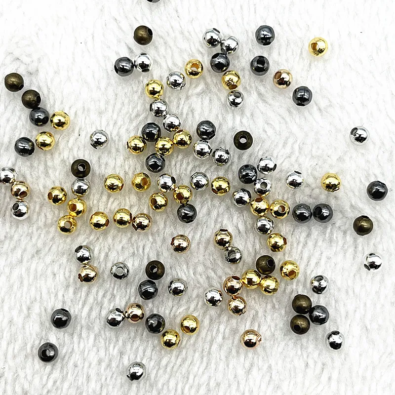 Elegant Plating Metal Beads: Smooth Ball Spacer for Jewelry Crafting and Handmade Accessories