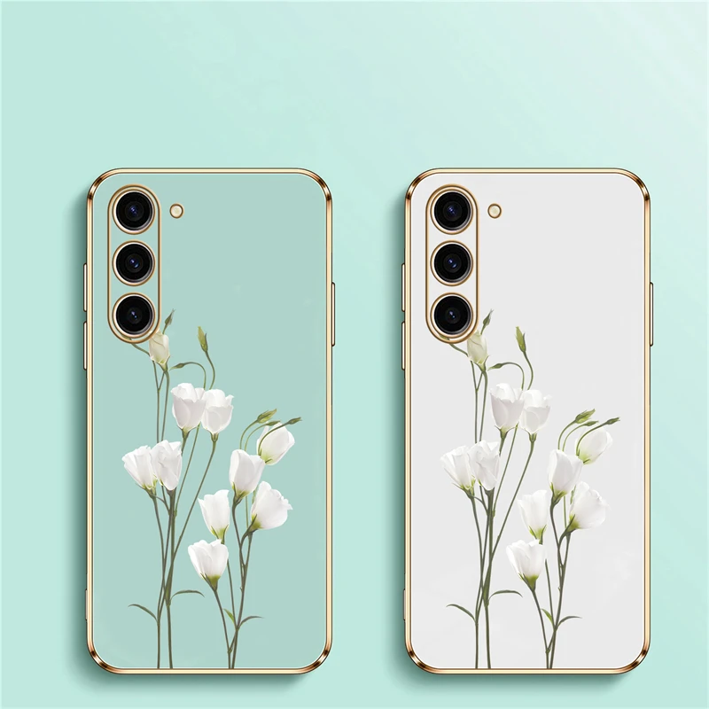 White Flower Design Silicone Soft Phone Case