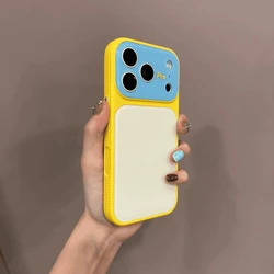 Glossy 3D Soft Leather Phone Case with Camera Protection - Candy Color Design - iPhone 15 (White)