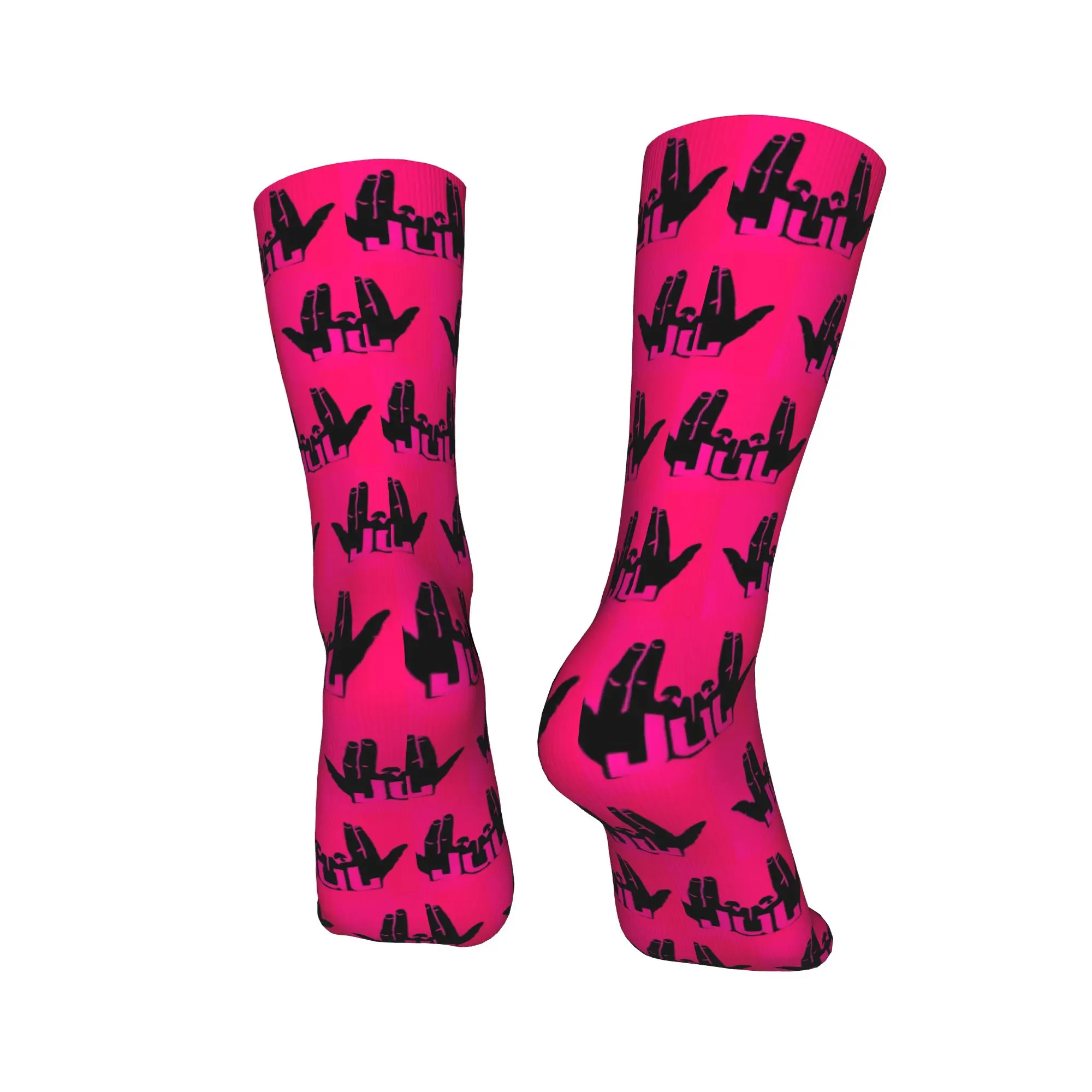 Benutzerdefinierte klassische JUL Rapper Männer Frauen Crew Socken Unisex lustige 3D-Druck Musik Kleid Socken – Detail 4