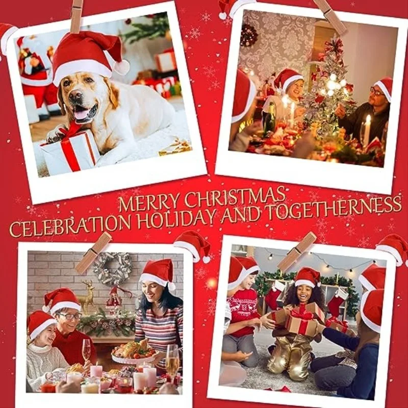 10/1PCS Adults Kids Christmas Hats Non-woven Fabric Santa Claus Xmas Hats Cap Merry Christmas New Year Festival Party Decoration
