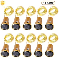 10pcs Solar Wine Bottle String Light 20LEDs Solar Copper Wire Fairy Lights Cork Shape Christmas Lamp Wedding Party Garden Decor 1
