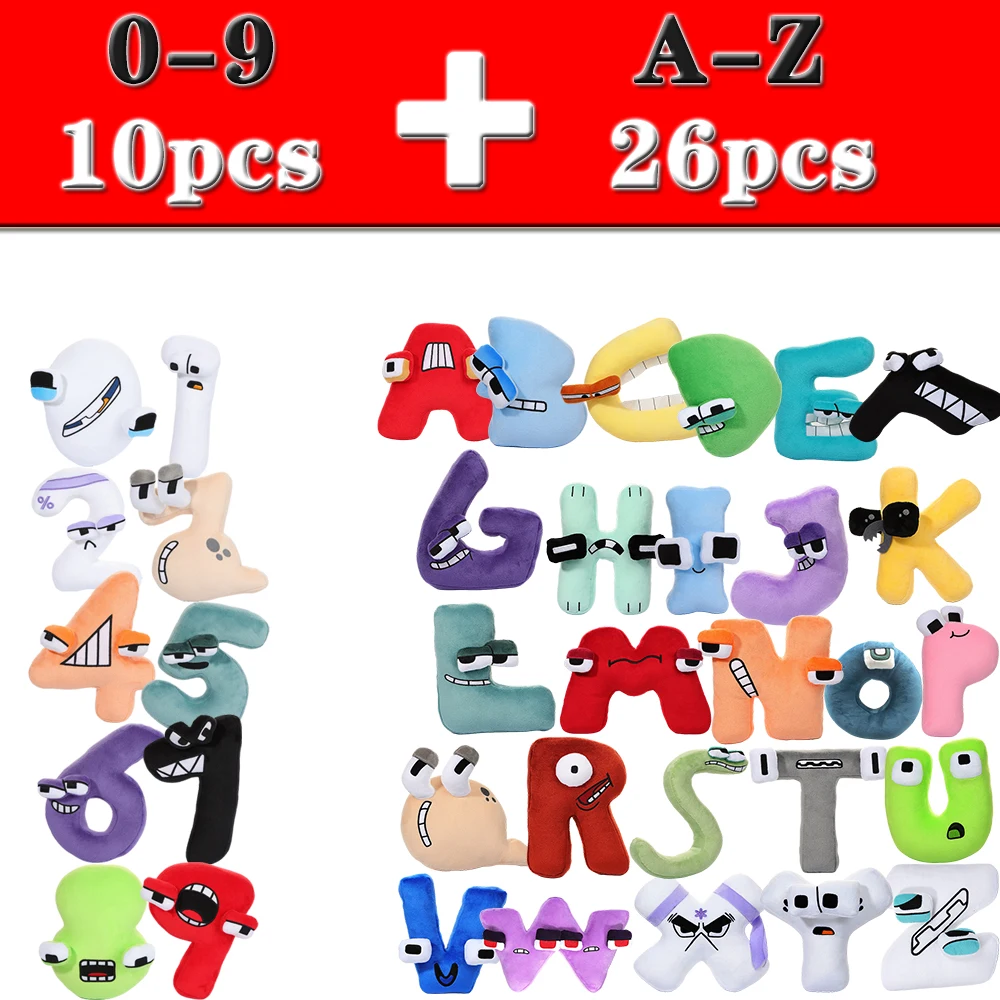 20cm Colorful Alphabet Lore English Letters and Numbers Set Plush