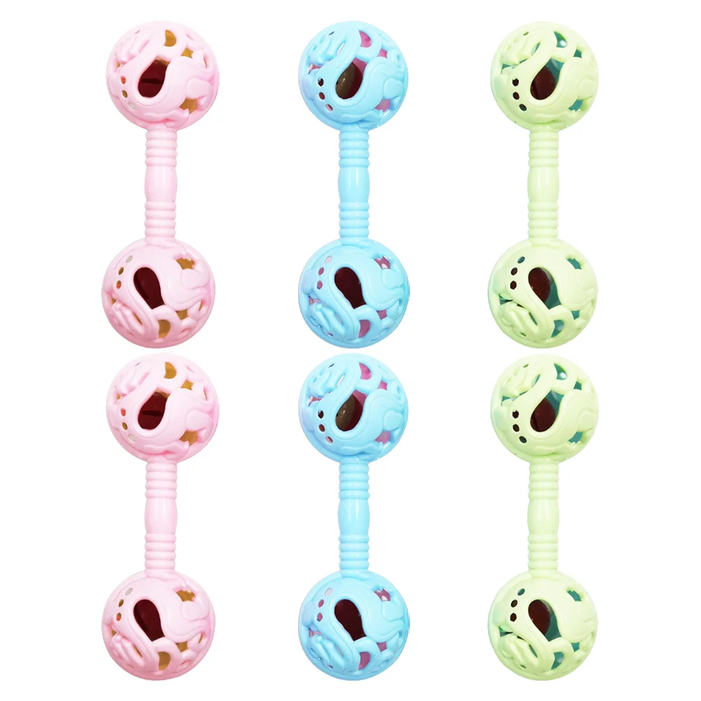 6 Pcs Kids Educational Toys Rattle The Bell Baby Rattles Toddlers Dumbbell Plaything Shaker