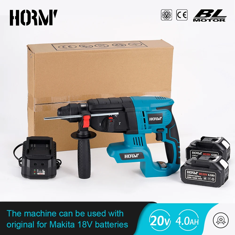 

20V 10000BPM Brushless Electric Hammer Impact Drill Cordless Rotary Hammer Rechargeable Punching Machine For Makita Battery