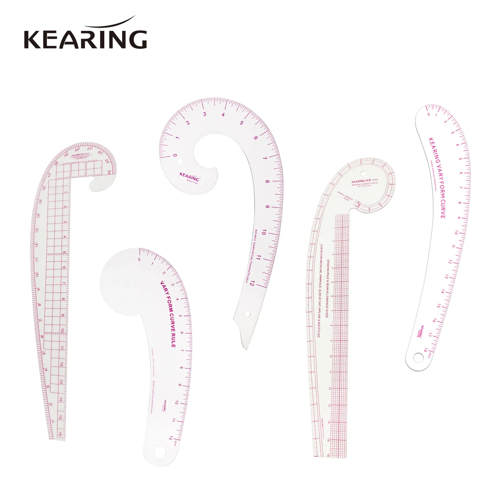 Kearing 프렌치 커브 눈금자 부드러운 플라스틱 패치워크 눈금자 측정, 양재 드로잉 템플릿, 공예 재봉 도구 