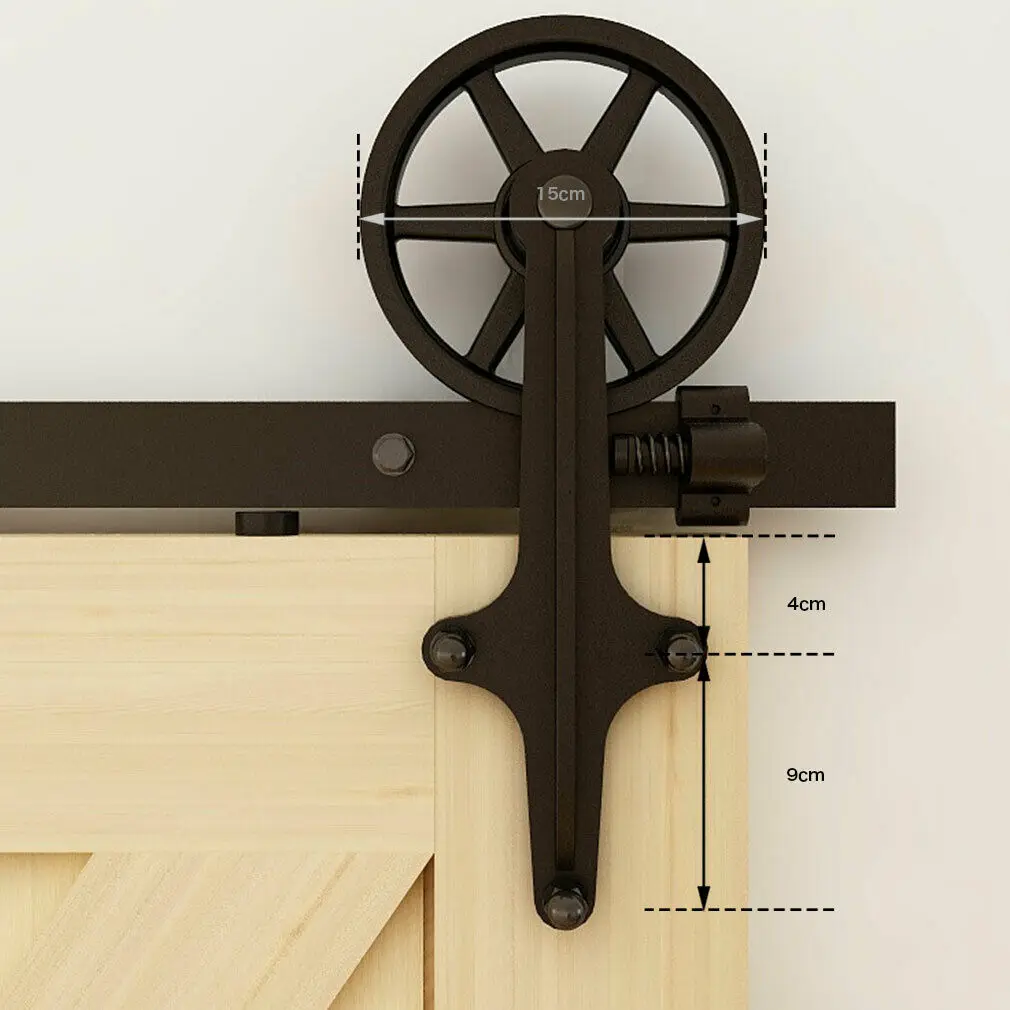 CCJH 2PCS Black Sliding Barn Wood Door Rollers Hanger Kit with Accessories (No Rail/No Doors) ,Can be Customed